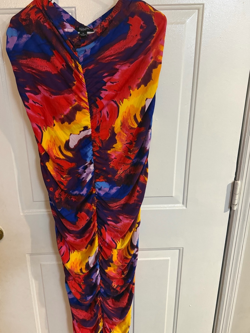Bold Abstract Print Ruched Dress